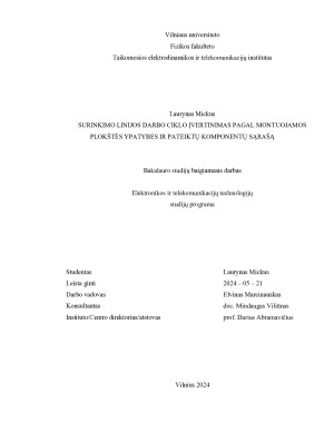 SURINKIMO LINIJOS DARBO CIKLO ĮVERTINIMAS PAGAL MONTUOJAMOS PLOKŠTĖS YPATYBES IR PATEIKTŲ KOMPONENTŲ SĄRAŠĄ