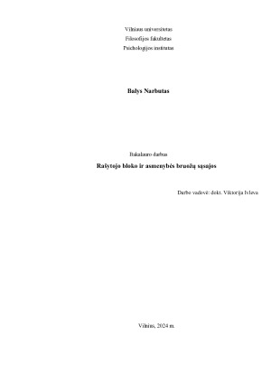 Rašytojo bloko ir asmenybės bruožų sąsajos