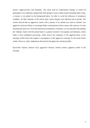 Agresyvus memų humoras - tariamas žinutės siuntėjas ir memo agresyvumo bei juokingumo vertinimas. Paveikslėlis 4