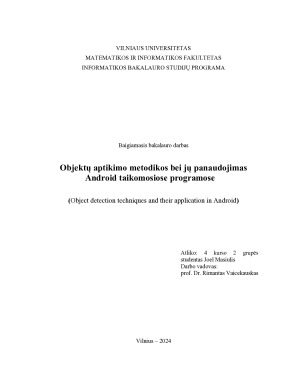 Objektų aptikimo metodikos bei jų panaudojimas Android taikomosiose programose