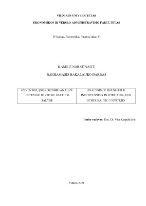 GYVENTOJŲ ĮSISKOLINIMO ANALIZĖ LIETUVOJE IR KITOSE BALTIJOS ŠALYSE