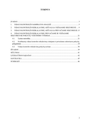 VIDAUS KONTROLĖS REIKALAVIMŲ PRIVAČIAME IR VIEŠAJAME SEKTORIUOSE POKYČIŲ VERTINIMAS. Paveikslėlis 2