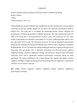 Skirtingo amžiaus suaugusiųjų emocijų reguliavimas ir psichologinė gerovė. Paveikslėlis 4