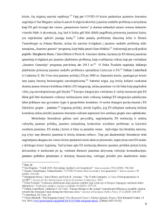 ES INSTITUCIJŲ DĖMESIO JAUNIMO POLITIKAI POKYTIS KRIZIŲ AKIVAIZDOJE. Paveikslėlis 9