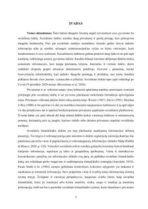 PRIVATUMO VEIKSNIŲ ĮTAKA POŽIŪRIUI IR KETINIMUI NAUDOTIS VIRTUALIOMIS SOCIALINIŲ TINKLŲ PLATFORMOMIS. Paveikslėlis 3