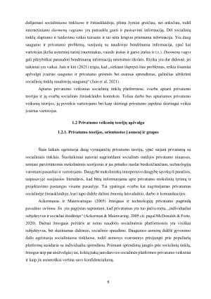 PRIVATUMO VEIKSNIŲ ĮTAKA POŽIŪRIUI IR KETINIMUI NAUDOTIS VIRTUALIOMIS SOCIALINIŲ TINKLŲ PLATFORMOMIS. Paveikslėlis 9