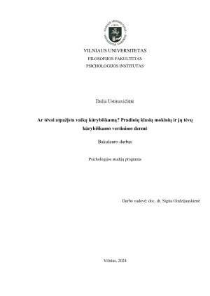 Ar tėvai atpažįsta vaikų kūrybiškumą. Pradinių klasių mokinių ir jų tėvų kūrybiškumo vertinimo dermė