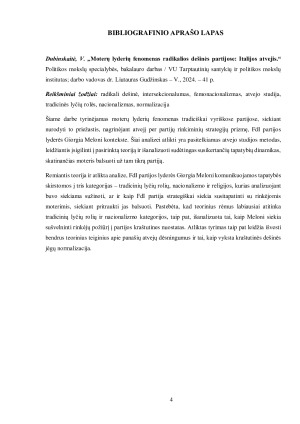 MOTERŲ LYDERIŲ FENOMENAS RADIKALIOS DEŠINĖS PARTIJOSE - ITALIJOS ATVEJIS. Paveikslėlis 4