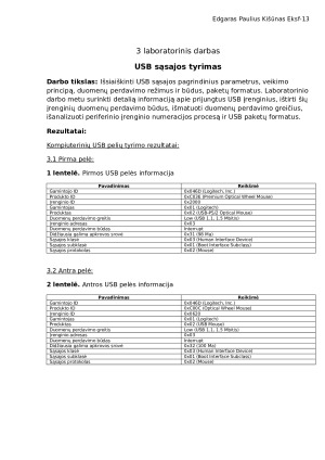 USB sąsajos tyrimas