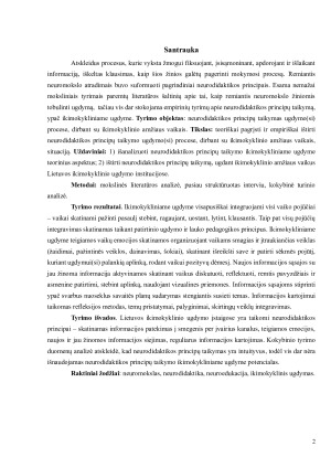 Neurodidaktikos principų taikymas ugdymo(si) procese, dirbant su ikimokyklinio amžiaus vaikais. Paveikslėlis 2