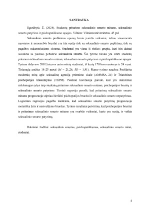 Studentų pritarimo seksualinio smurto mitams, seksualinio smurto patyrimo ir psichopatiškumo sąsajos. Paveikslėlis 4