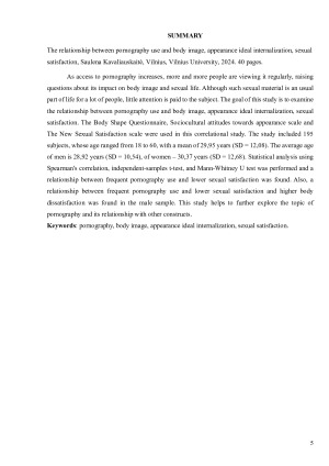 Pornografijos žiūrėjimo ryšys su kūno vaizdu, išvaizdos idealų priėmimu bei pasitenkinimu seksualiniais santykiais. Paveikslėlis 5
