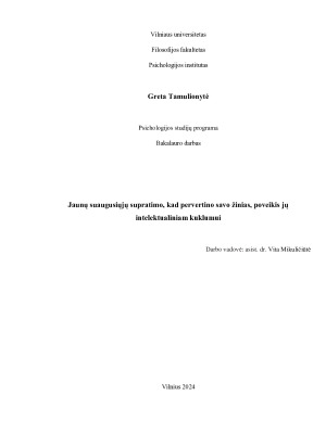 Jaunų suaugusiųjų supratimo, kad pervertino savo žinias, poveikis jų intelektualiniam kuklumui
