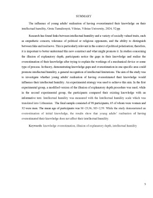 Jaunų suaugusiųjų supratimo, kad pervertino savo žinias, poveikis jų intelektualiniam kuklumui. Paveikslėlis 5