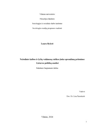 Nežodinės kalbos ir lyčių vaidmenų raiškos įtaka sprendimų priėmime - Lietuvos politikų analizė