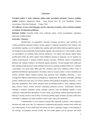 Nežodinės kalbos ir lyčių vaidmenų raiškos įtaka sprendimų priėmime - Lietuvos politikų analizė. Paveikslėlis 2