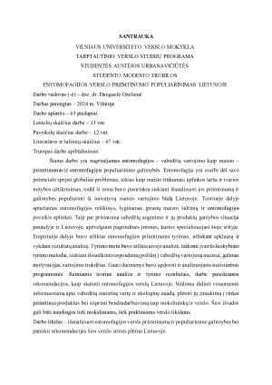ENTOMOFAGIJOS VERSLO PRIIMTINUMO POPULIARINIMAS LIETUVOJE. Paveikslėlis 3