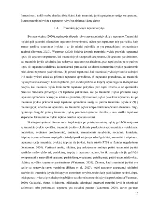 Tapatumo dimensijų išreikštumas tarp traumas patyrusių ir nepatyrusių jaunų suaugusiųjų. Paveikslėlis 10