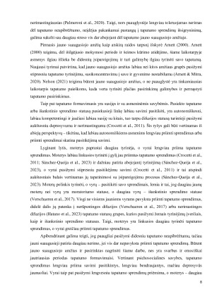 Tapatumo dimensijų išreikštumas tarp traumas patyrusių ir nepatyrusių jaunų suaugusiųjų. Paveikslėlis 8