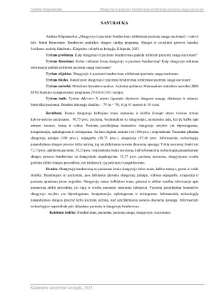 SLAUGYTOJO IR PACIENTO BENDRAVIMAS UŽTIKRINANT PACIENTŲ SAUGĄ STACIONARE. Paveikslėlis 2