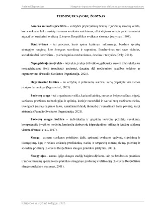 SLAUGYTOJO IR PACIENTO BENDRAVIMAS UŽTIKRINANT PACIENTŲ SAUGĄ STACIONARE. Paveikslėlis 6