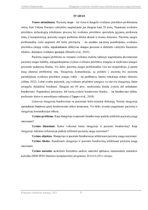 SLAUGYTOJO IR PACIENTO BENDRAVIMAS UŽTIKRINANT PACIENTŲ SAUGĄ STACIONARE. Paveikslėlis 8