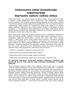 Vadovavimo stiliai šiuolaikinėje organizacijoje