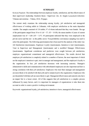 Darbuotojo pasitenkinimo, lojalumo ir jo vadovo vadovavimo efektyvumo sąsajos. Paveikslėlis 4