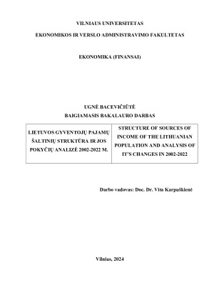 LIETUVOS GYVENTOJŲ PAJAMŲ ŠALTINIŲ STRUKTŪRA IR JOS POKYČIŲ ANALIZĖ 2002-2022 M.