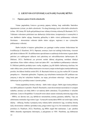 LIETUVOS GYVENTOJŲ PAJAMŲ ŠALTINIŲ STRUKTŪRA IR JOS POKYČIŲ ANALIZĖ 2002-2022 M.. Paveikslėlis 10