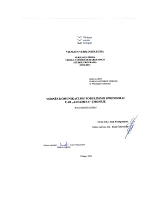 Vidinės komunikacijos tobulinimo sprendimai UAB Ad Limina įmonėje