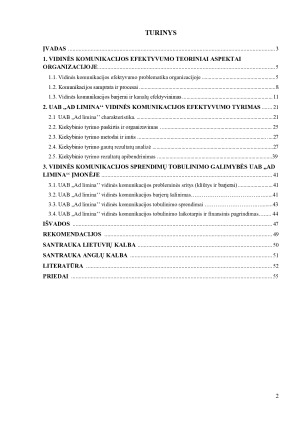 Vidinės komunikacijos tobulinimo sprendimai UAB Ad Limina įmonėje. Paveikslėlis 2