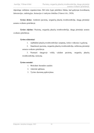 PACIENTŲ, SERGANČIŲ PLAUČIŲ TROMBOEMBOLIJA, SLAUGA PIRMINĖJE ASMENS SVEIKATOS PRIEŽIŪROJE.. Paveikslėlis 10