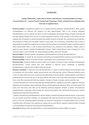 PACIENTŲ, SERGANČIŲ PLAUČIŲ TROMBOEMBOLIJA, SLAUGA PIRMINĖJE ASMENS SVEIKATOS PRIEŽIŪROJE.. Paveikslėlis 3