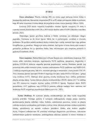 PACIENTŲ, SERGANČIŲ PLAUČIŲ TROMBOEMBOLIJA, SLAUGA PIRMINĖJE ASMENS SVEIKATOS PRIEŽIŪROJE.. Paveikslėlis 9