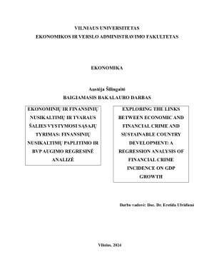 EKONOMINIŲ IR FINANSINIŲ NUSIKALTIMŲ IR TVARAUS ŠALIES VYSTYMOSI SĄSAJŲ TYRIMAS - FINANSINIŲ NUSIKALTIMŲ PAPLITIMO IR BVP AUGIMO REGRESINĖ ANALIZĖ