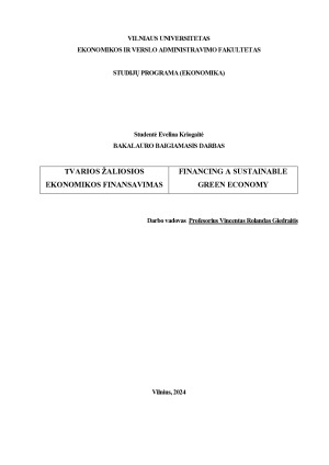 TVARIOS ŽALIOSIOS EKONOMIKOS FINANSAVIMAS. Paveikslėlis 1