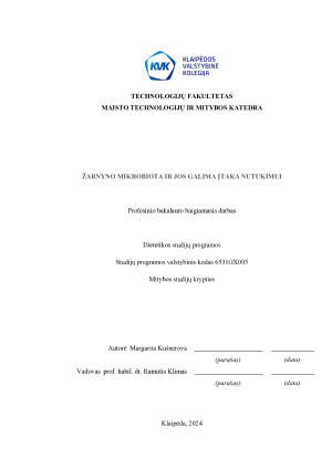 ŽARNYNO MIKROBIOTA IR JOS GALIMA ĮTAKA NUTUKIMUI. Paveikslėlis 1