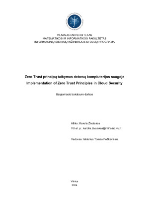 Zero Trust principų taikymas debesų kompiuterijos saugoje