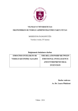 EMOCINIO INTELEKTO IR VERSLO KETINIMŲ SĄSAJOS