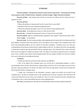 PAGIMDŽIUSIŲ MOTERŲ SLAUGOS POREIKIAI NAMUOSE. Paveikslėlis 3