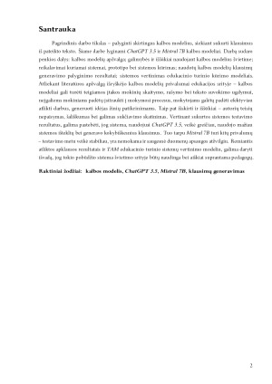 ChatGPT ir Mistral AI panaudojimo palyginimas klausimų generavimui iš pateikto teksto. Paveikslėlis 2