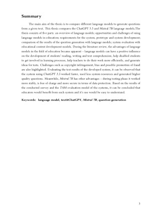 ChatGPT ir Mistral AI panaudojimo palyginimas klausimų generavimui iš pateikto teksto. Paveikslėlis 3