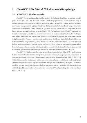 ChatGPT ir Mistral AI panaudojimo palyginimas klausimų generavimui iš pateikto teksto. Paveikslėlis 7