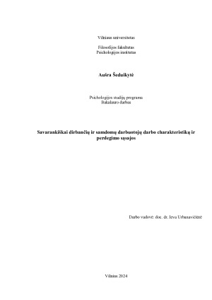Savarankiškai dirbančių ir samdomų darbuotojų darbo charakteristikų ir perdegimo sąsajos