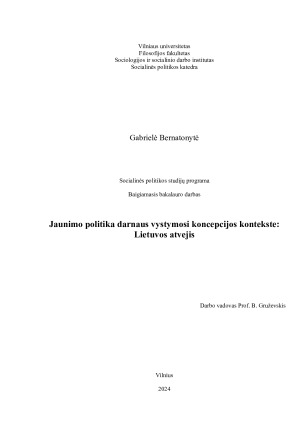 Jaunimo politika darnaus vystymosi koncepcijos kontekste - Lietuvos atvejis