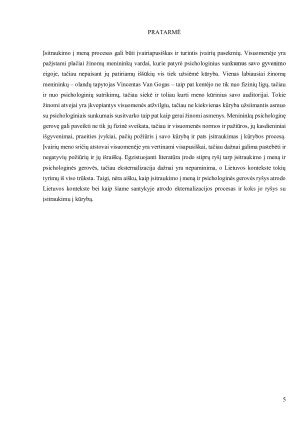 Eksternalizacijos ir įsitraukimo į meną ryšys kokybinis tyrimas apie menininkų psichologinę gerovę. Paveikslėlis 5