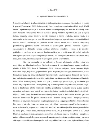 Eksternalizacijos ir įsitraukimo į meną ryšys kokybinis tyrimas apie menininkų psichologinę gerovę. Paveikslėlis 7