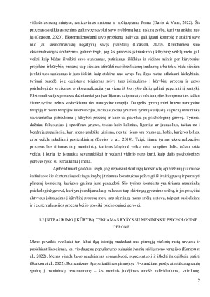 Eksternalizacijos ir įsitraukimo į meną ryšys kokybinis tyrimas apie menininkų psichologinę gerovę. Paveikslėlis 9