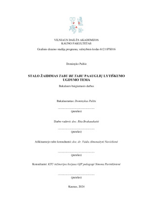 STALO ŽAIDIMAS TABU BE TABU PAAUGLIŲ LYTIŠKUMO UGDYMO TEMA. Paveikslėlis 1